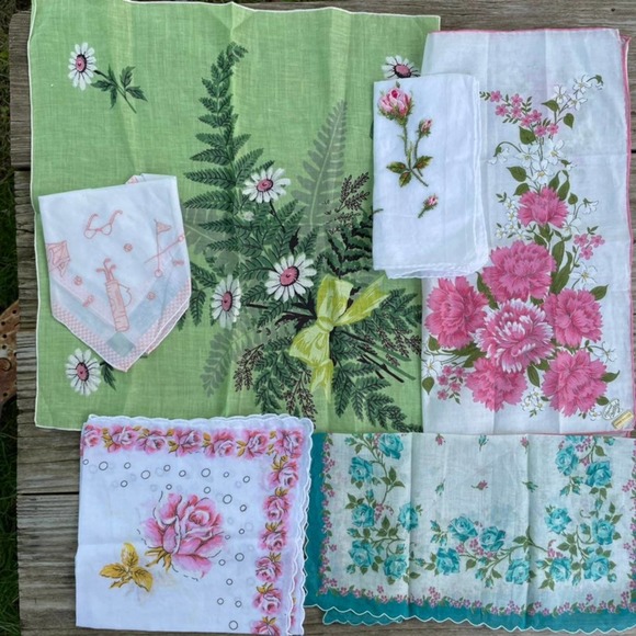 Other - Bundle of Vintage Hankerchiefs Girly New With Stickers Golf Pink